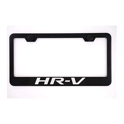 Vestian HRV HR-V Black Car License Plate Frame Cover Holder with Caps Screws Rust Free Stainless Steel (1) Cover