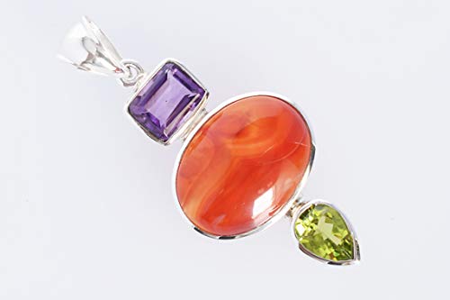 Pendentif en argent avec cornaline pour sublimer vos tenues - 3