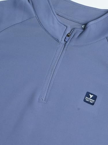 Image of TECHNOSPORT Men's Slim Fit Mock Neck SOID Sports Sweatshirt with Elasto Plus