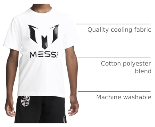 Image of Messi Boys' Lifestyle Short Sleeve T-Shirt, Slim-fit Graphic Tee, Cotton Blend Fabric