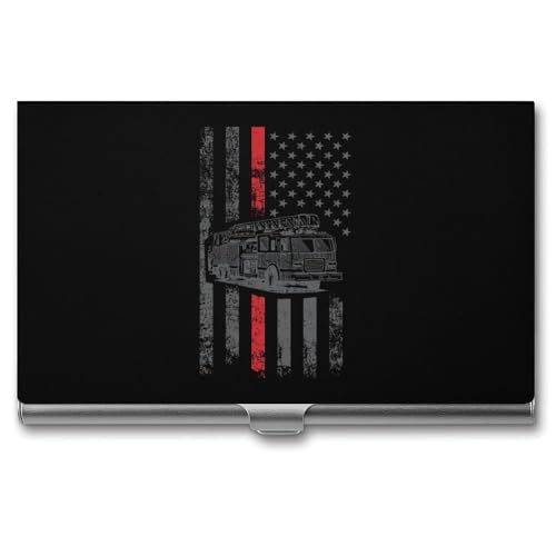 Thin Fire Firefighter Line Flag Business Card Holder Slim Credit Case Pocket Name Case Wallet for Men Women