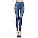 Blostirno Womens Sexy Jeggings High Waist Denim Print Leggings with Pocket (Blue with Pocket M/L)