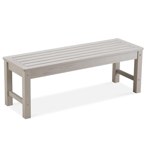 Image of Psilvam 47 inch Backless HDPE Outdoor Bench for 2-Person, 700 LBS Capacity,Grey