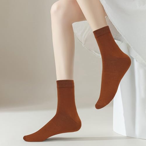 Image of Women's Premium Combed Cotton Socks - Soft Above Ankle Crew Socks for Women, Durable Comfortable Cotton Blend, Pack of 5 Pairs, Size 6-12, Ideal for Daily Wear