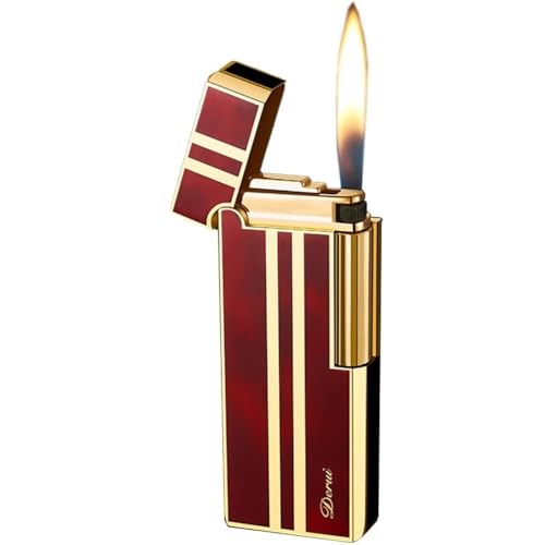 Image of Smoke King Sanji Retro Gas Lighter - Pulley Ignition Lighter, Soft Flame Refillable Lighter, Collection & Gifting (Red)