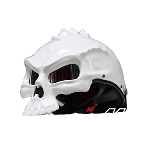 Casco de Motocicleta de máscara de Calavera de Doble Uso Cascos de Moto Transpirables anticolisión de Media Cara Retro Ciclismo, Carreras de Motocross, Especialmente