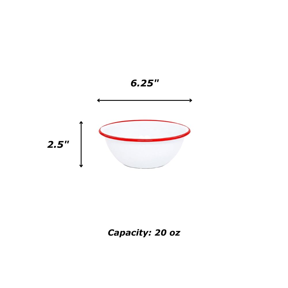 Crow Canyon Home Enamelware Cereal Bowl, 20 ounce, Vintage White/Black (Set of 4)