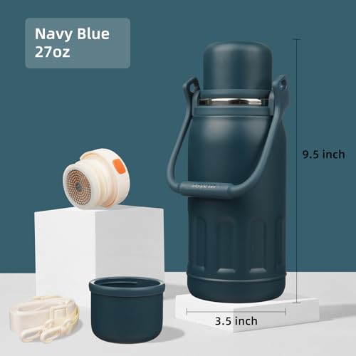 Image of Konokyo 27oz Thermos for Cold Drinks, Insulated Water Bottle, Navy Blue