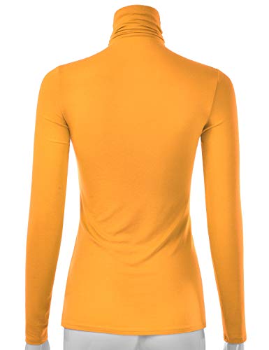 EIMIN Women's Long Sleeve Turtleneck Lightweight Pullover Slim Shirt Top Mustard S - Thumbnail 3