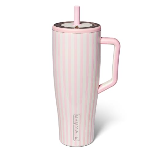 Image of BruMate Era 40 oz Tumbler with Handle & Straw | 100% Leakproof Insulated Water Bottle Tumbler with Lid & Flexible Straw | Made of Stainless Steel | Cup Holder Friendly | 40oz (Strawberries & Cream)