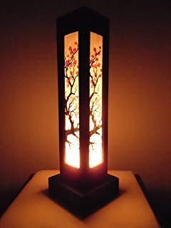 Thai Wood Lamp Handmade Oriental Japanese Red Sakura Cherry Blossom Tree Branch Bedside Table Lights Or Floor Home Decor Bedroom Modern (Sakura Hight Ab6) #TOP3