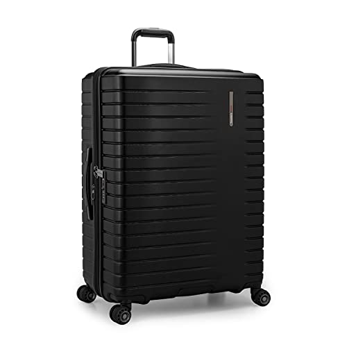 Traveler's Choice Archer Polycarbonate Hardside Spinner Luggage Set, Tie Down Straps, Black, Checked...