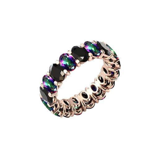 Bio Color Mystic Topaz & Black Onyx Eternity Band Mystic Topaz Cluster Wedding Band Unique Infinity Jewelry For Women Black Onyx Gemstone
