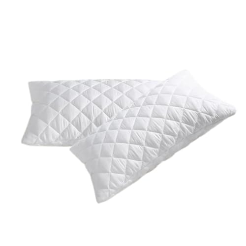 4AS Quilted Pillow Protectors 48x74cm – 100% Polyester, Breathable, Zipped Pillow cases 2 Pack (White)