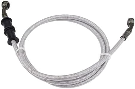 Motoforti 170cm 66.93" 10mm Motorcycle Braided Brake Clutch Oil Hoses Line Pipe Clutch Throttle Gas Line Fuel Pipe Silver Tone For ATV Dirt Bike Lo-Lasti