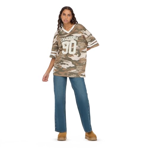 Image of Forever 21 Women's Mesh Oversized Football Tee with Screens