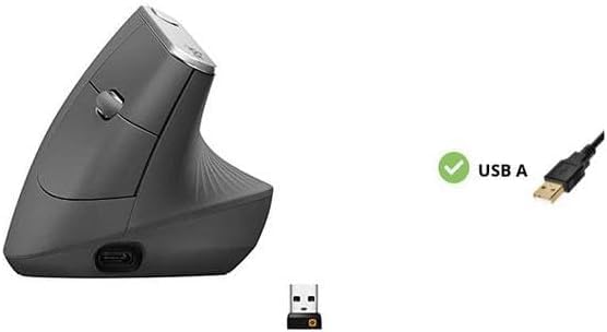 Image of Logitech MX Vertical Wireless Mouse - Ergonomic Design Reduces Muscle Strain, Move Content Between 3 Windows and Apple Computers, Rechargeable, Graphite