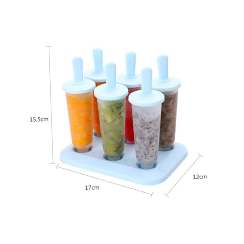 healvian 製氷皿 トレイ付き 自家製アイスポップモールド 食品グレードプラスチック製 簡単取り出し 種フレーバー対応 夏向けスカイブルー