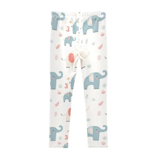 Elephants Cartoon Girls Leggings,Workout Leggings for Girls Toddler Athletic Legging Size for 3-10T2