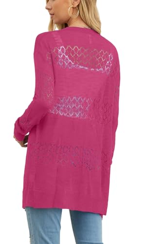 Image of GRECERELLE Lightweight Cardigan Sweaters for Women Crochet Knit Open Front Long Sleeve Loose Casual Boho Summer Beach Coverup
