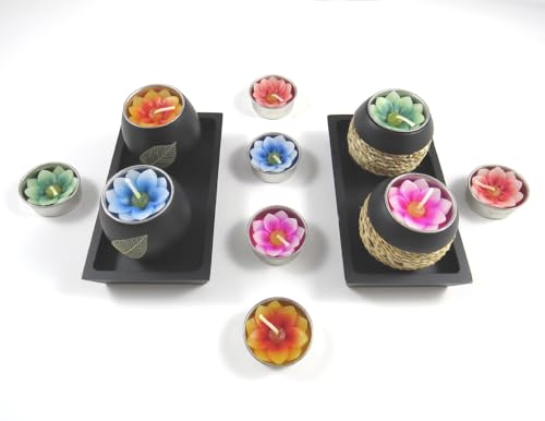 Teelichter und Kerzenhalter Refills mit 10 Duftkerzen in form einer Lotus blume