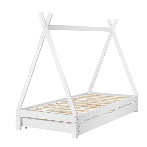 Kinderbed Tipi met onderschuifbed 90x200 cm wit - Afbeelding 5