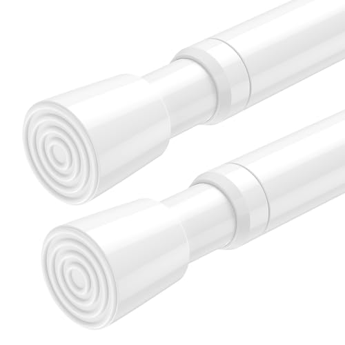 Image of AIZESI 2 Pack Tension Rods for Windows 26.5 to 36 inch, Adjustable Expandable Pressure Spring Curtain Rods No Drilling, White Curtain Rods for Doorway Closet Door