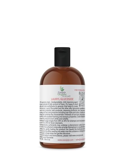 Dr Joe Lab Lauryl Glucoside Natural Surfactant - Surfactants for Soap Making, Lauryl Glucoside, DIY Shower Gel, Skin Care, Body and Face Wash, Plant Derived, Natural - 8 Oz