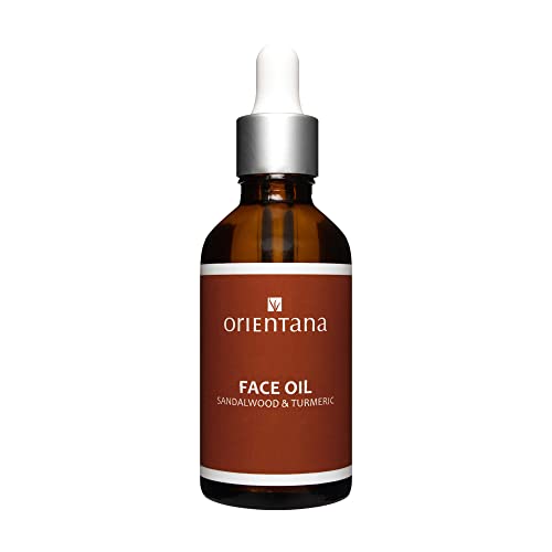 Orientana - Natural Face Oil Sandalwood & Turmeric | Vitamin E | 100% Natural Vegan Anti Ageing Moisturiser | Acne Scar Redness Treatment | Hydrating Rejuvenating Sensitive Skin - 50ml