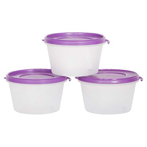 Image of Cutting EDGE Nesterware 750ml Stackable Food Container (Set of 3, Purple) | BPA-free plastic, stackable design, leak-proof, kitchen storage, pantry, fridge, meal prep, reusable, travel use