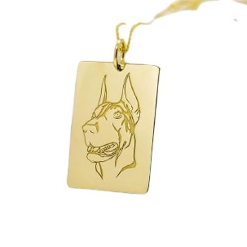 Pendentif Doberman gravé en argent doré le cadeau idéal unisexe