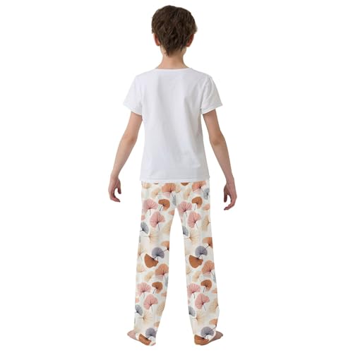 Ginkgo Leaf Long Pajama Pants Elastic Waist PJ Bottoms with Pockets S A1108754