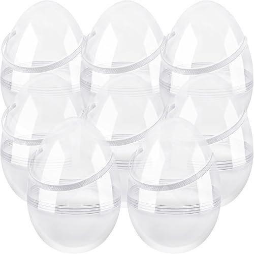 8 Pcs 6 Inch 8 Inch 10 Inch Jumbo Clear Easter Eggs with Handles Large Transparent Easter Eggs Empty DIY Plastic Egg
