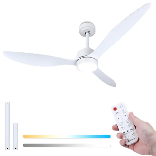 Aigostar Ventilador de Techo con Luz Silencioso 52″, Motor DC Rev...