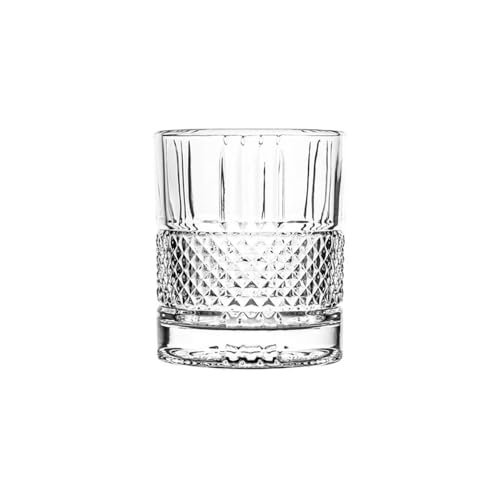 BRANDANI set 4 pezzi bicchiere tumbler liquore in vetro trasparente con decori assortiti Mulinello Ø 8 x h 9,5 cm