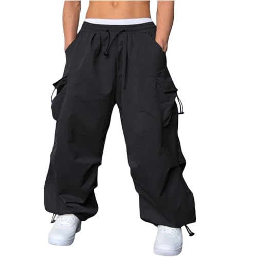 WZIKAI Men's Baggy Cargo Pants Casual Parachute Cargo Pants Loose Fit Hip Hop Harem Pants with Pockets2