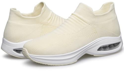 Image of DOUSSPRT Womens Walking Shoes Slip on Sock Sneakers Lady Girls Nurse Mesh Air Cushion Platform Loafers Fashion Casual