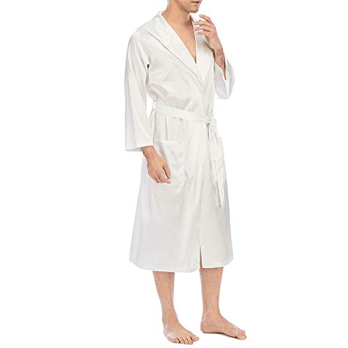 DEWUFAFA Roupão de seda masculino, quimono de cetim roupão longo leve manga grande e alta camisola p