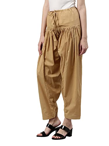 Image of GO COLORS Soft Cotton Salwar for Women | Relaxed Fit, Mid Rise, Ankle Length, Drawstrings
