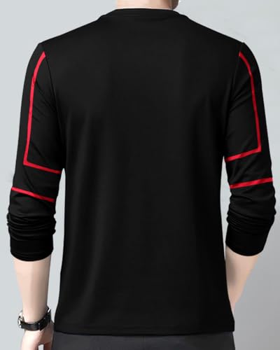Image of Noble Monk Men Full Sleeve Round Neck T-Shirt | Printed Sleeves |Regular fit Tshirt for Men
