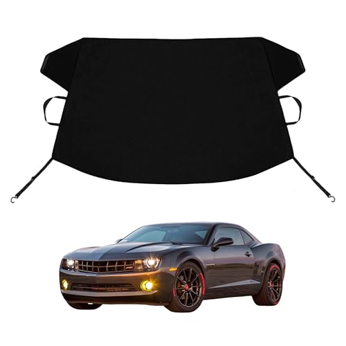 Image of Camaro Custom Windshield Cover for Ice and Snow Che-vy Camaro Heavy Duty 600D Oxford Fabric Windshield Protector Fit Waterproof Hail Frost Cover Winter Car Accessories