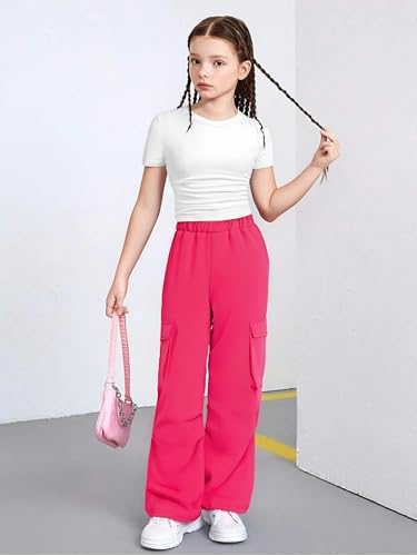 Image of Azmxynol Tween Girls Clothes 2 Piece Outfit T-Shirt Top + Cargo Pants, Teen Girl Trendy Clothing Set, Sizes 7-15 Years