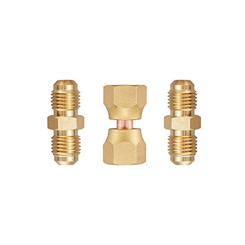 Litorange 4 Pcs Brass 1/4" Flare Male X 1/4 Inch Male Flare Tube Coupler Pipe Fitting & 2 Pcs 1/4" X 1/4" Female Flare Swivel Brass Adapter Female Swivel Nut,Flare Tube Fitting(Pack Of 6) #TOP3