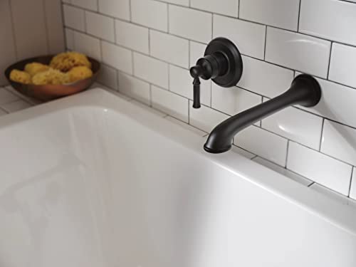 Moen Dartmoor Matte Black Single Handle Wall Mount Tub Filler High Flow Tub Faucet with 10" Spout Reach, WT681BL - image 2