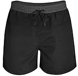 urban ace | Badeshorts, Badehose | für Männer, Herren | aus schnelltrocknendem Material | mit Reißverschluss-Tasche & Innenhose, Zweifarbige Bermuda Schwimmhose, Swim Shorts (schwarz/grau, XL)