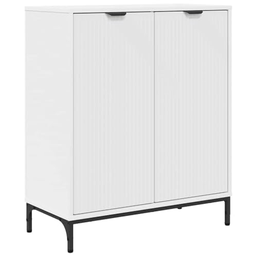 Makastle Buffet avec 2 Portes, Meuble de Rangement, Armoire Latérale Multifonctionnelle pour Salle à Manger, Salon, Cuisine, Blanc 69,5x33x82 cm Bois D'ingénierie