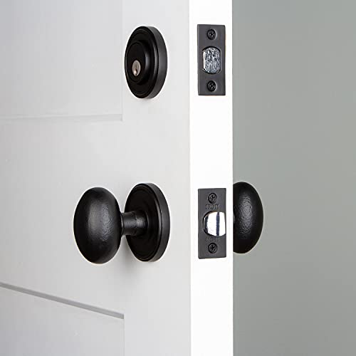 Ageless Iron 657281 Loch Rosette Aeg Knob Combo Pack, Backset: 2.75", Black Iron #TOP1