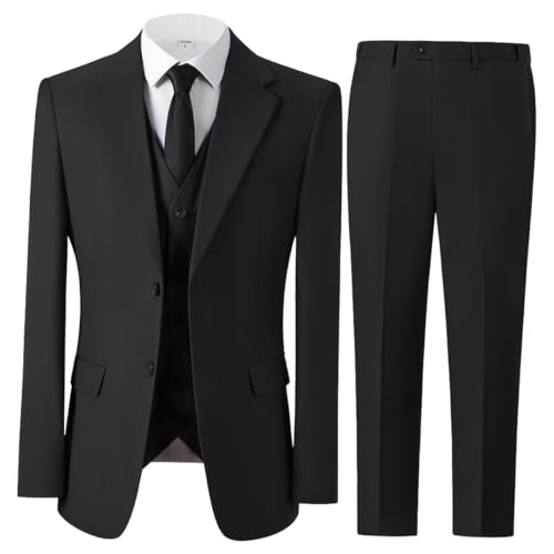 JinXuanYa Mens Suit 3 Pieces Slim Fit Suit for Men Business Formal Prom Tuxedos for Wedding Groomsmen(Blazer + Vest + Pants)2