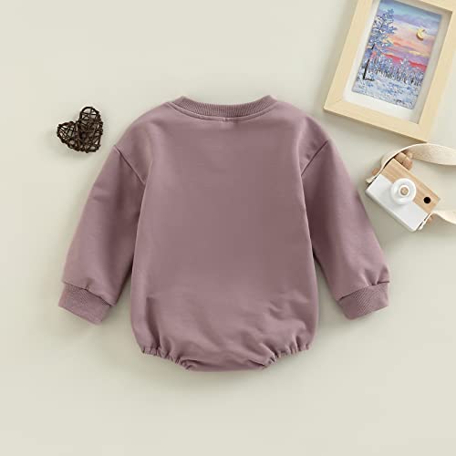 Moreeluck Little Love Baby Boy Girl Fall Outfit Long Sleeve Sweatshirt Unisex Baby Romper Sweater Tops Clothes (C Purple Pink, 6-12 Months) #TOP3