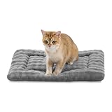 Yaning Pet Bed Mat Crate Pad for Cats Small Dogs, Washable Soft Pet Sleeping Mat Kennel Pad with 3D Bubble Pattern, Grey, 24'x 18'